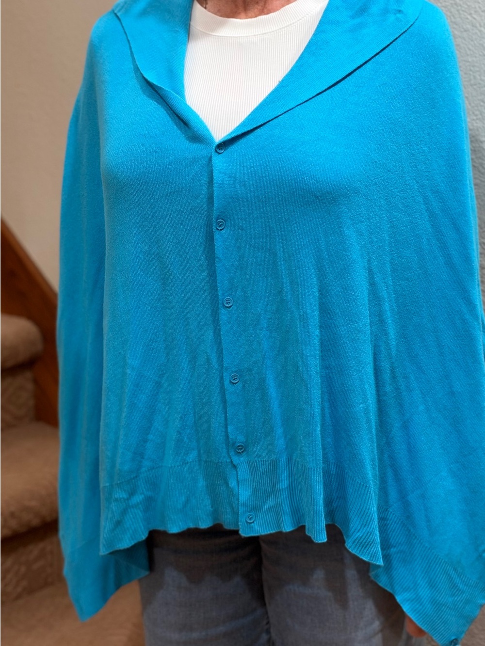 High Low Sweater Wrap in Turquoise Blue, NEW.
